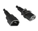 Cold appliance cable C13 to C14, 1mm², extension, VDE, black, length 5,00m